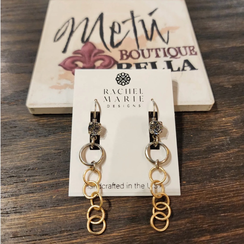 Gold and Silver Geometric Dangle Earrings
